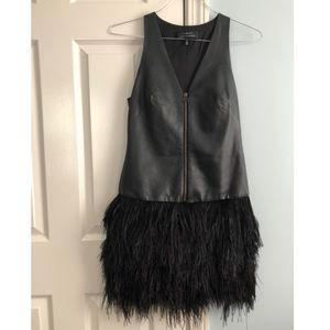 Robert Rodriguez leather/feather dress